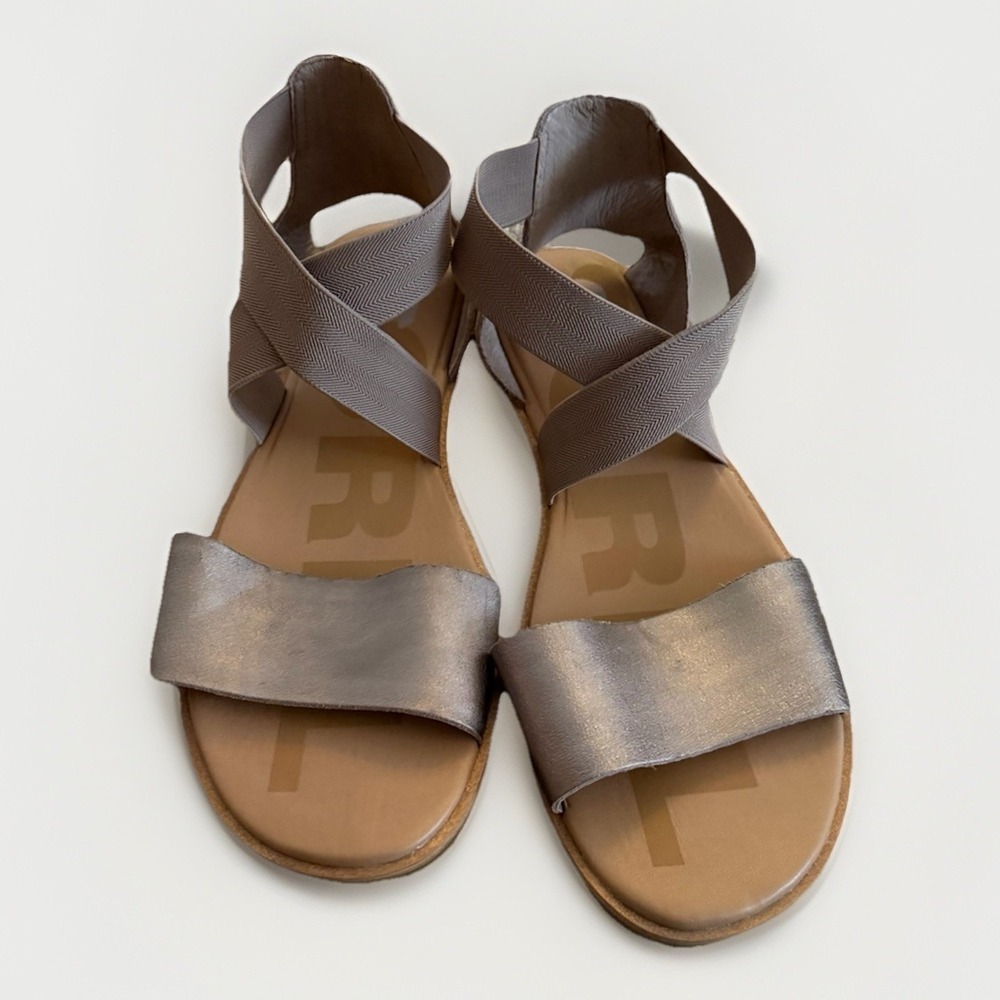 Sorel‎ Ella II Sandals Size 11 Ash Brown Leather Metallic